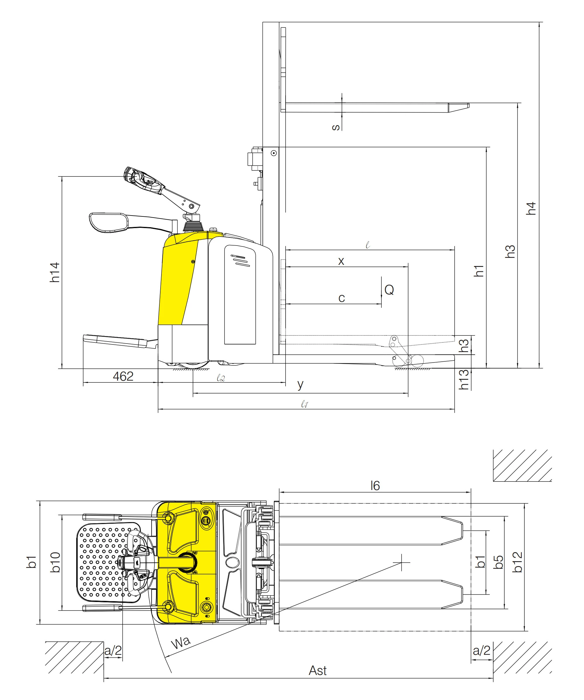 Transpalette électrique double niveau EVP20-IP — vue complémentaire