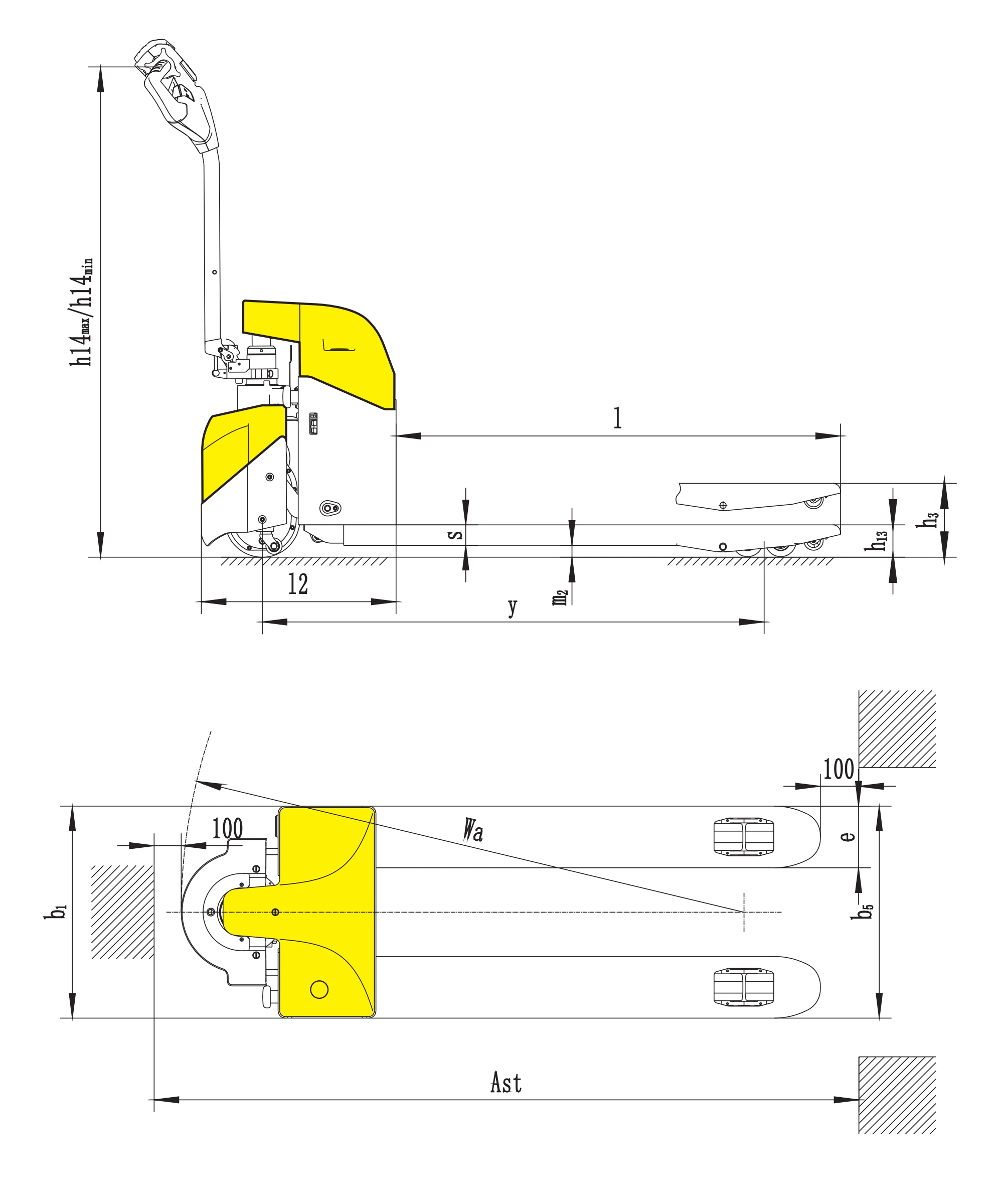 Mini-transpalette électrique EPV15HE/EPV20HE avec roues stabilisatrices flottantes