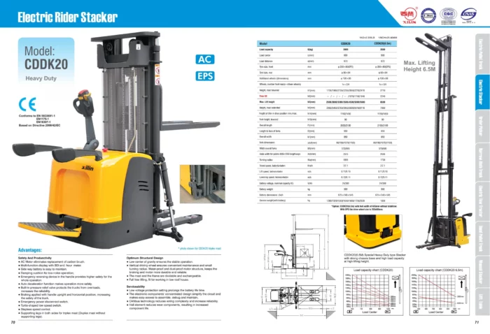 Gerbeur électrique à conducteur porté EVV20-P de 2 000 kg – vue 8