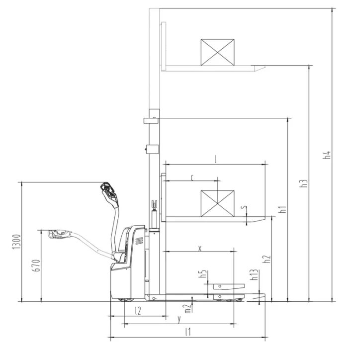 Gerbeur électrique EVV10B-I/EVV12B-I – vue latérale