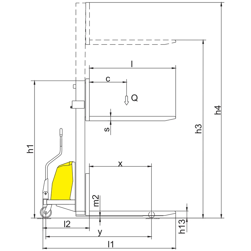 Gerbeur semi-électrique encadrant PEVV10-DPV/PEVV15-DPV – vue secondaire