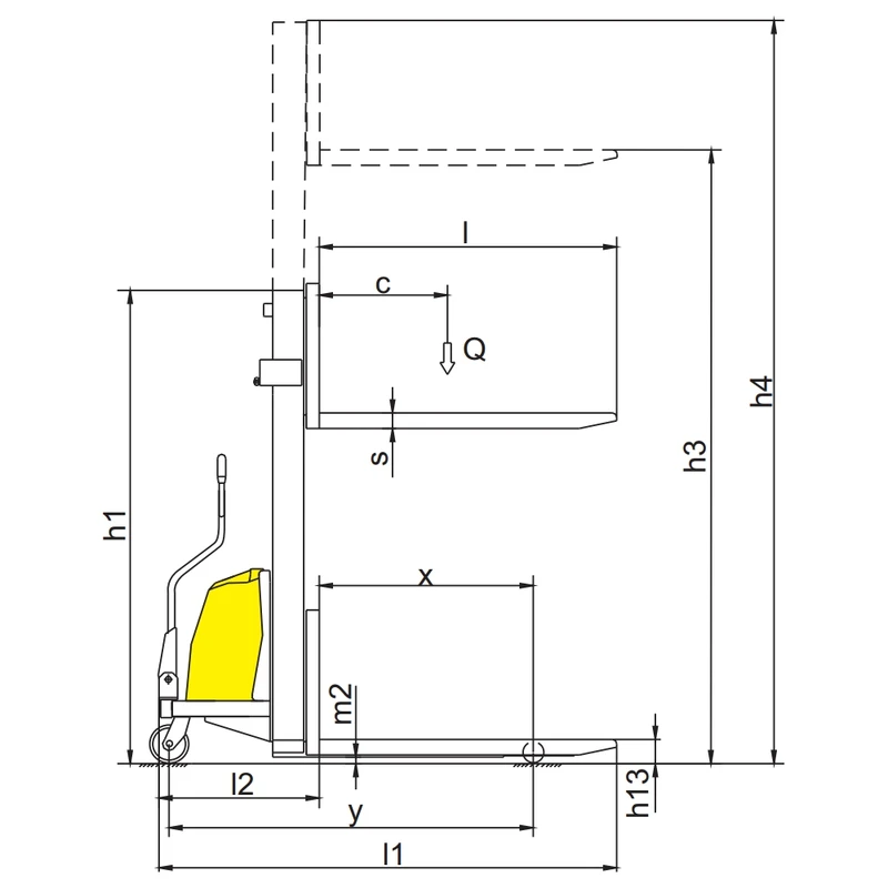 Gerbeur semi-électrique d’entrepôt PEVV10/PEVV15 pour palettes