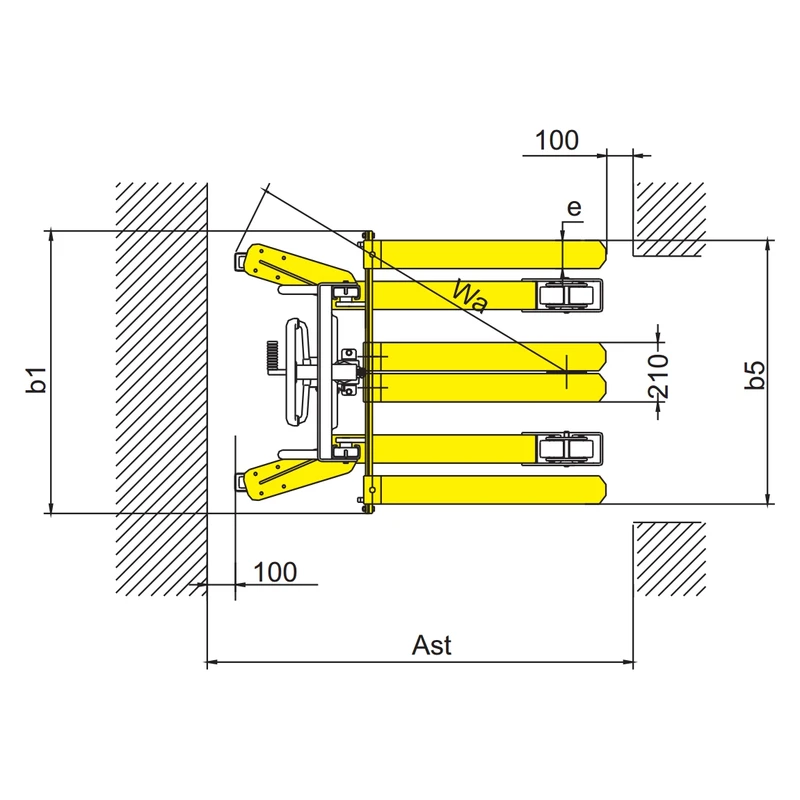 Fourches réglables du gerbeur manuel RVV-PV pour palettes standard et non standard