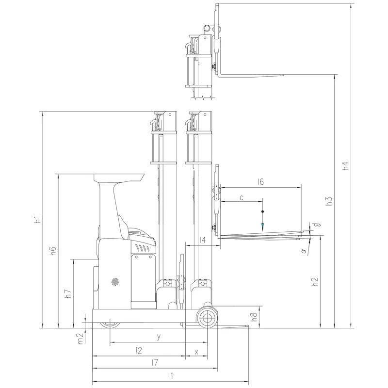 Chariot à mât rétractable électrique REV16 pour allées étroites – image 3